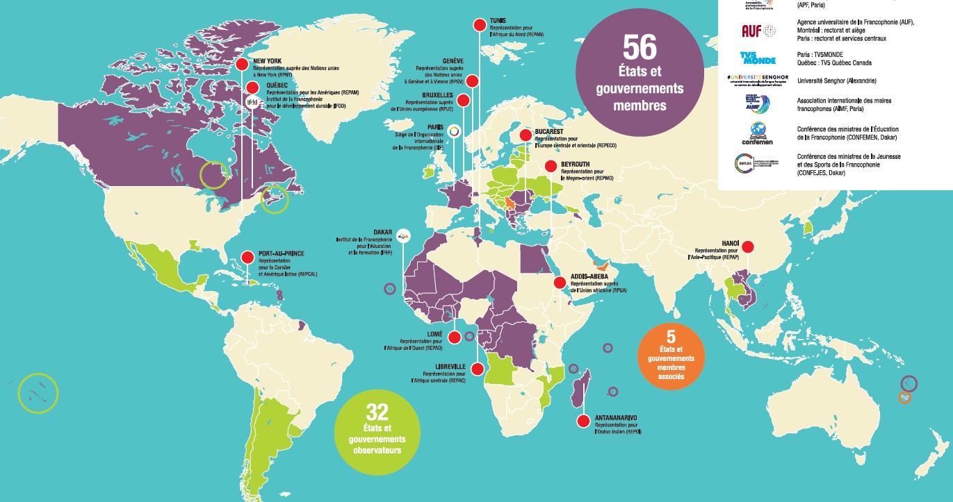 Carte de la Francophonie 2025